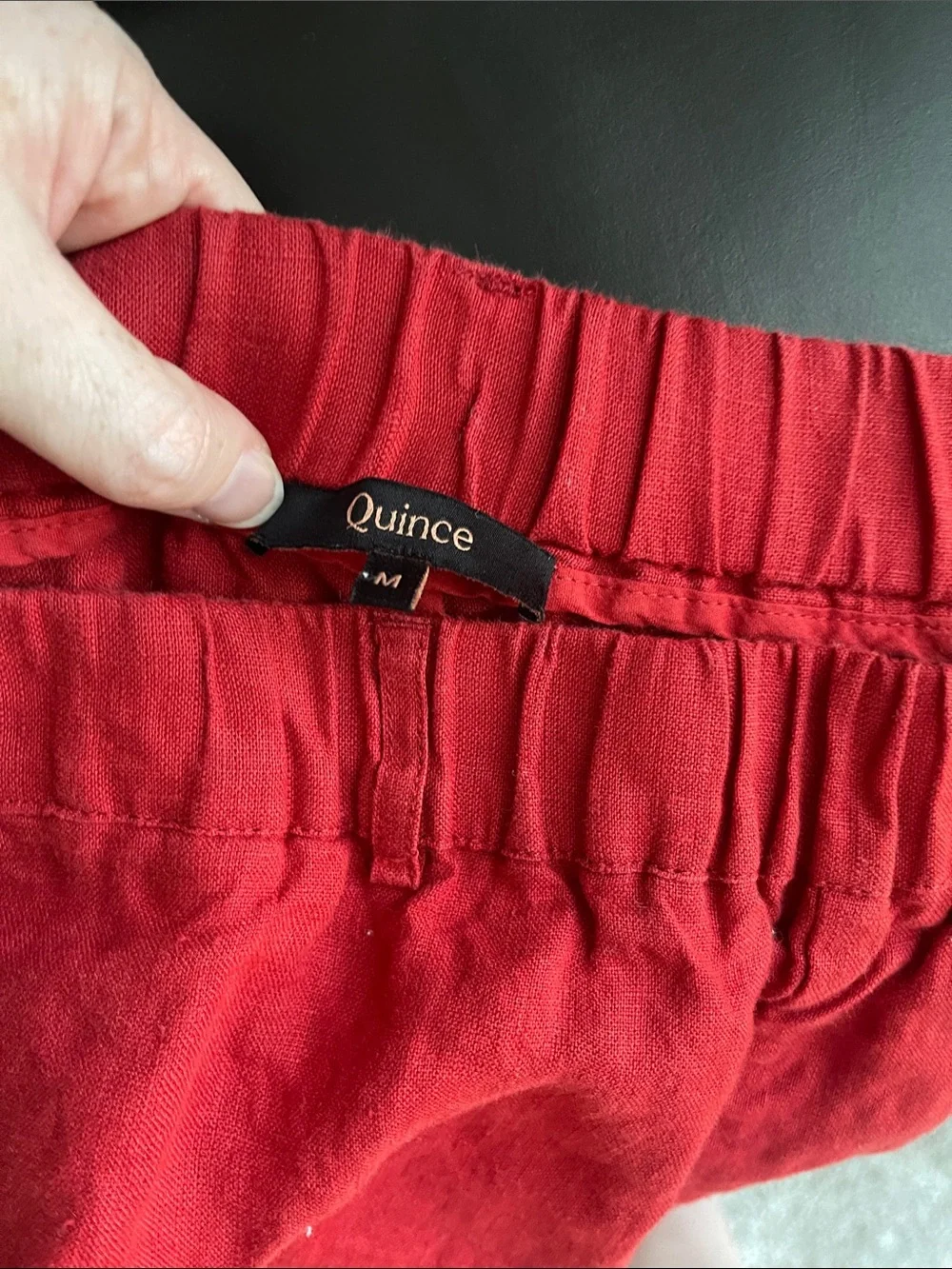 Quince Women’s Crimson Elastic- linen pants